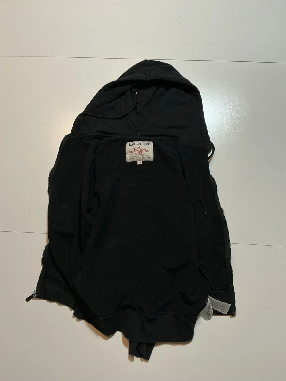 True Religion World Tour Gold Chain Link Fashion Black Full Zip Hoodie